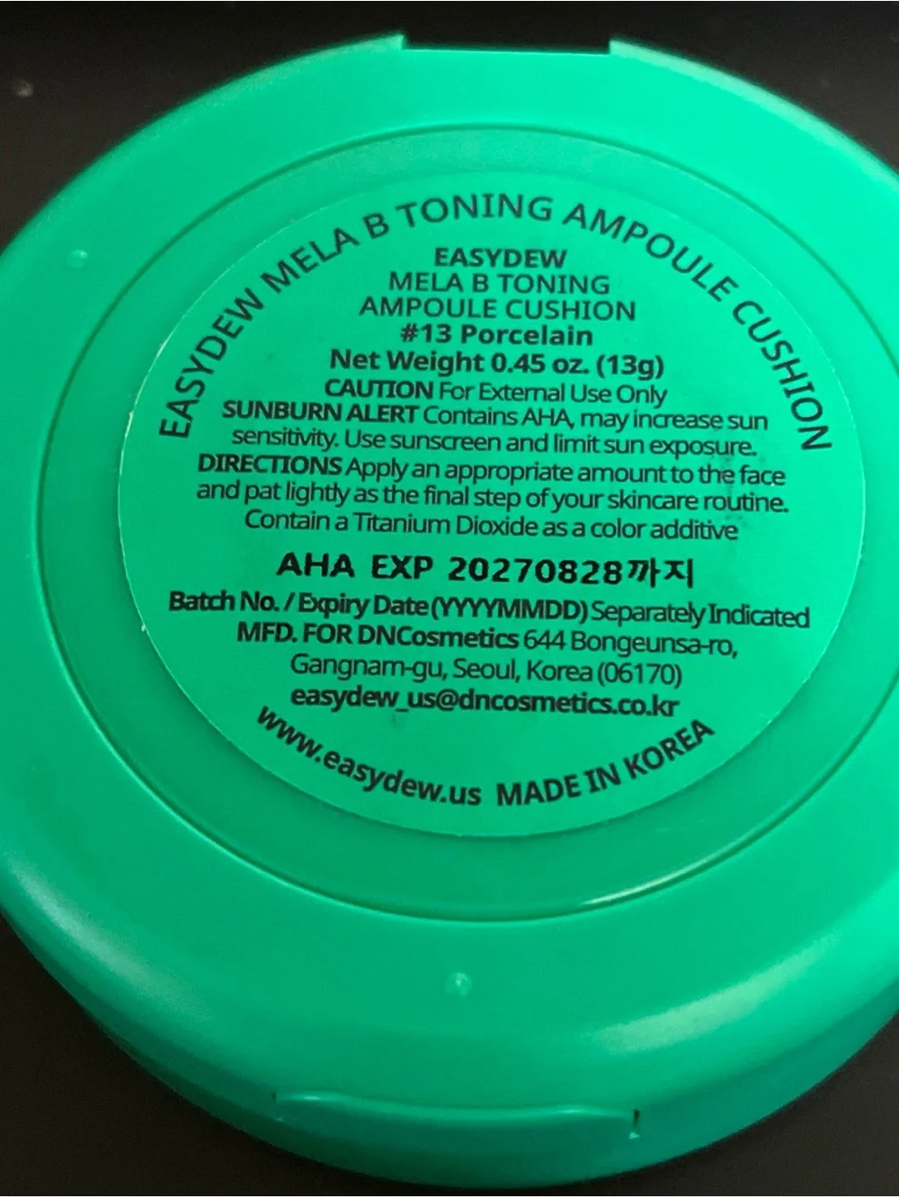 Easydew mela B toning ampoule cushion foundation shade 13 porcelain K- beauty